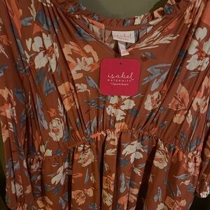 Isabel Maternity Rust Floral Dress